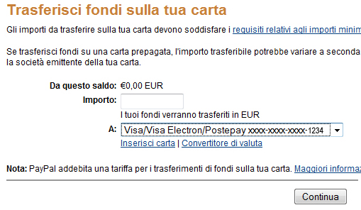 Trasferisci dal conto Paypal alla tua carta Trasferisci dal conto Paypal alla tua carta